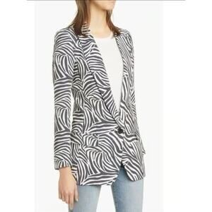Smythe zebra print long peaked blazer 4 NWOT